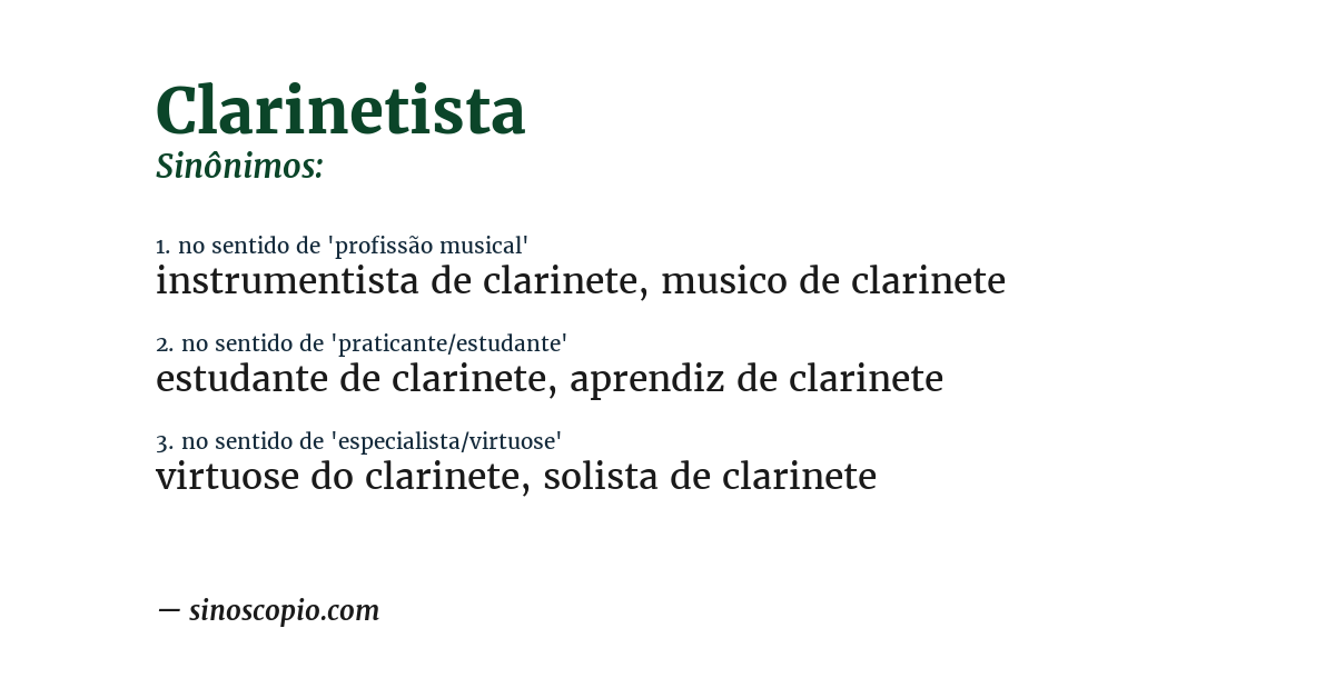 Sinônimo de clarinetista