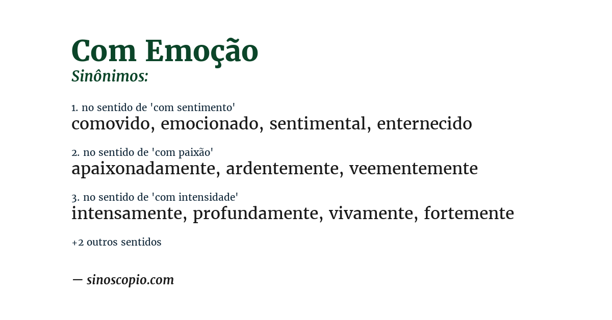 Sinônimo de com emoção