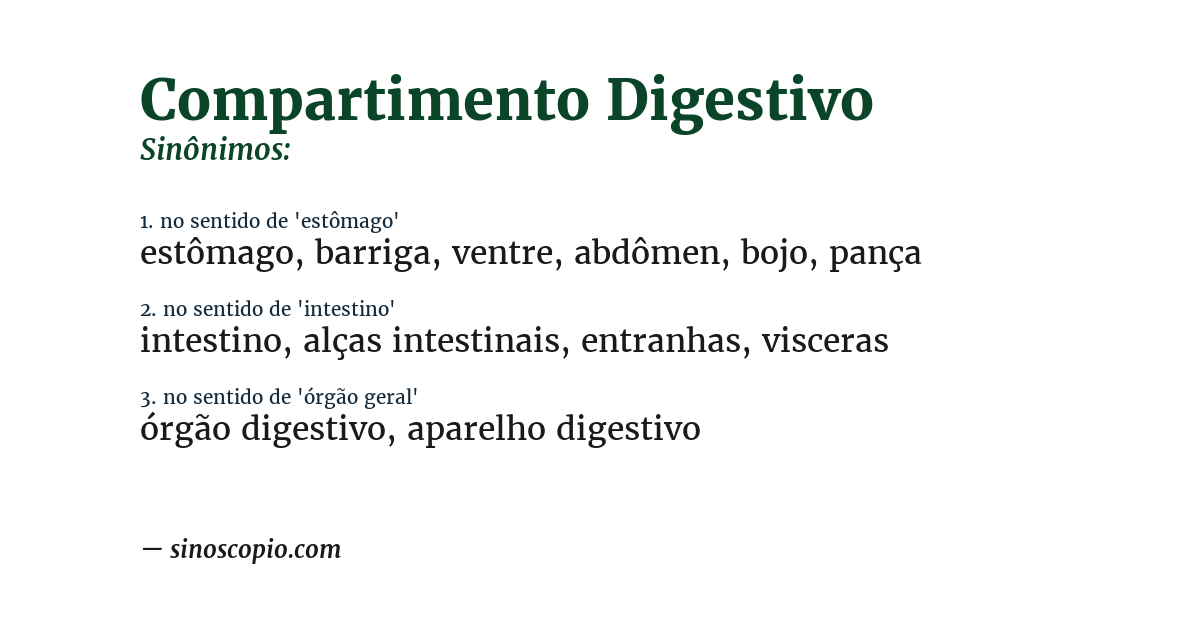 Sinônimo de compartimento digestivo
