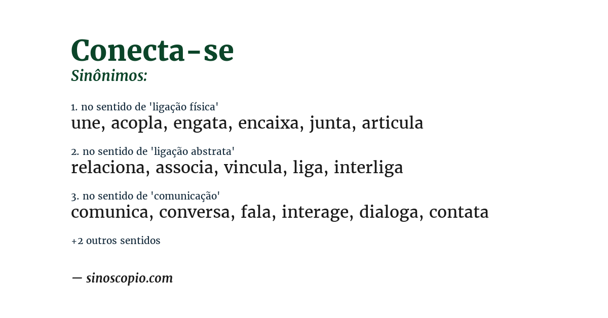 Sinônimo de conecta-se