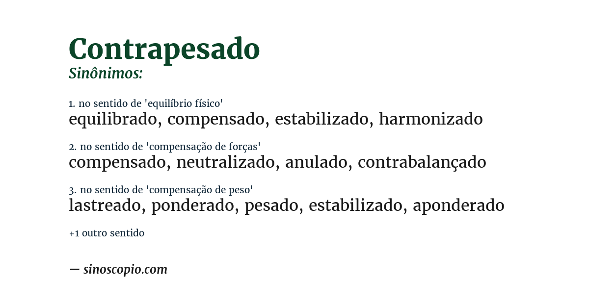 Sinônimo de contrapesado