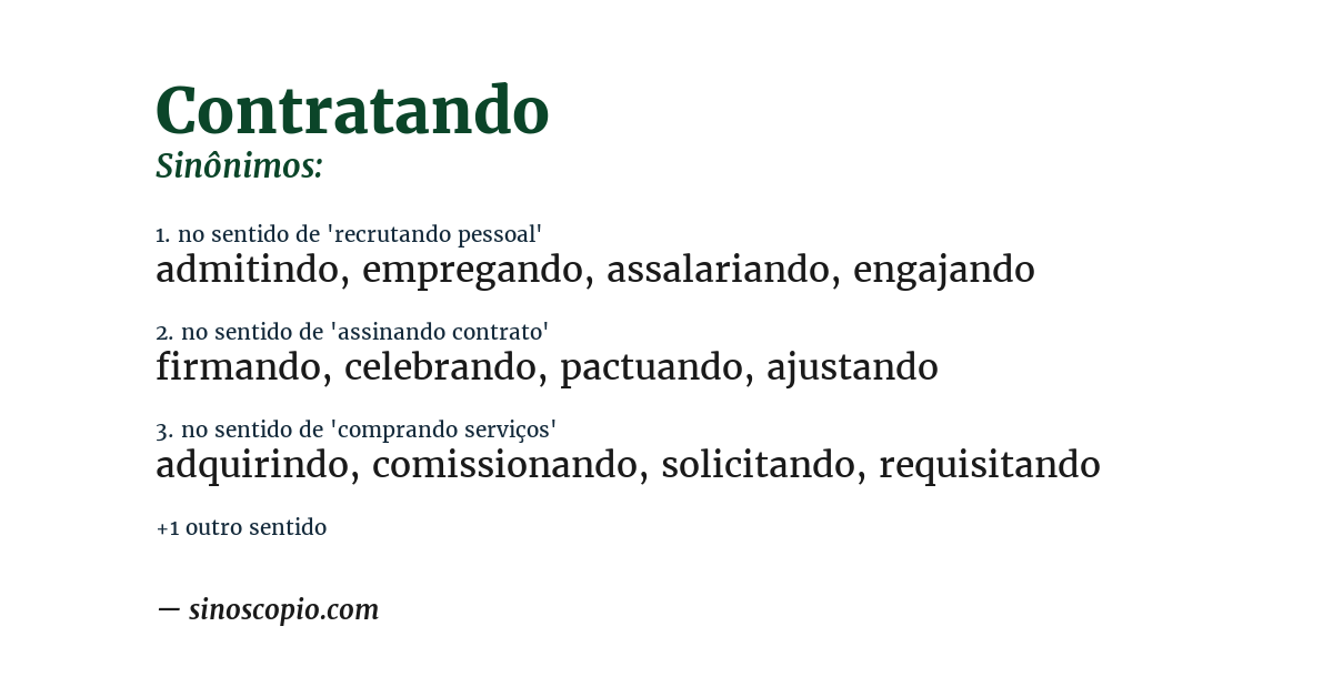 Sinônimo de contratando