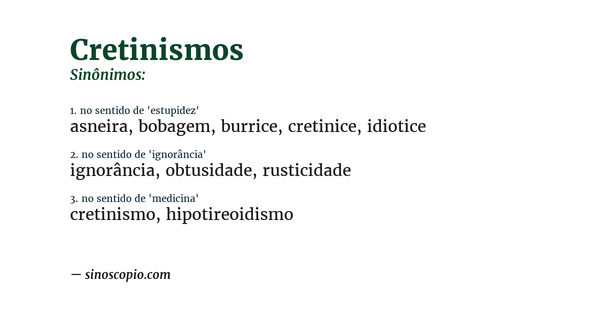 Sinônimo de cretinismos
