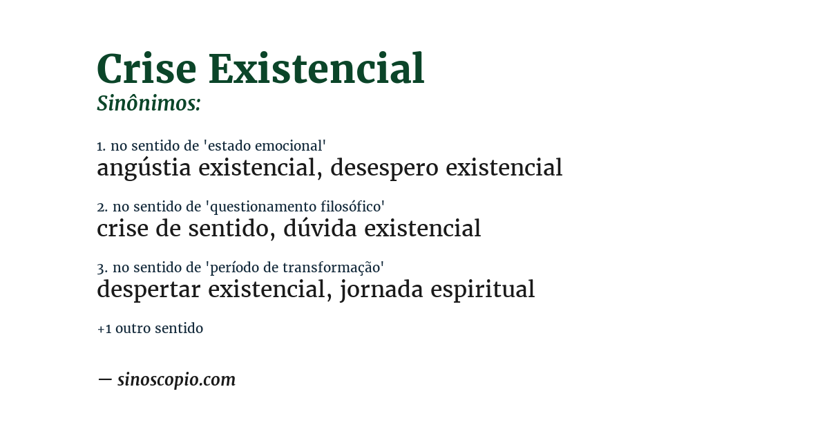 Sinônimo de crise existencial
