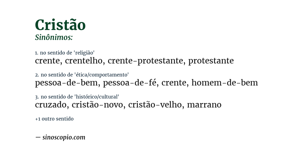 Sinônimo de cristão