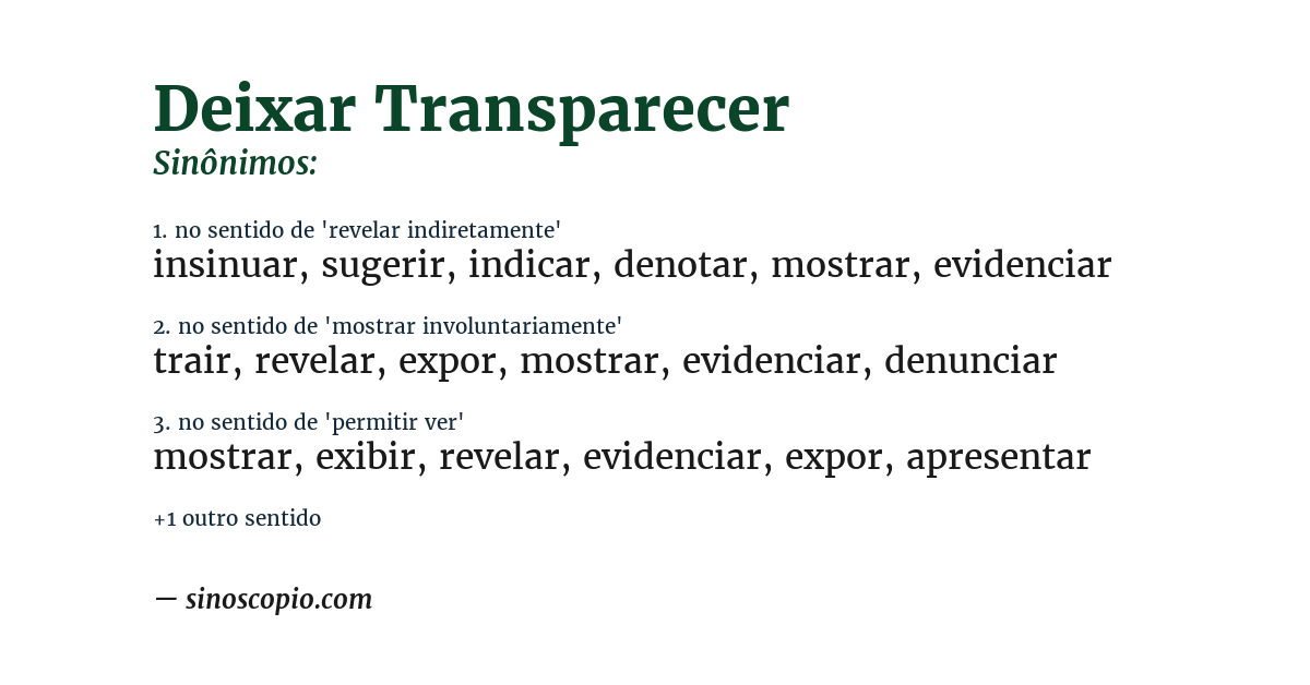 Sinônimo de deixar transparecer