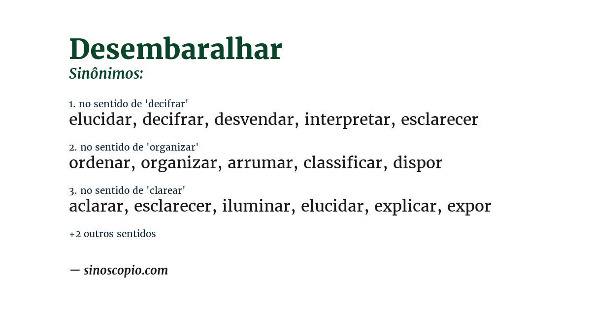 Sinônimo de desembaralhar