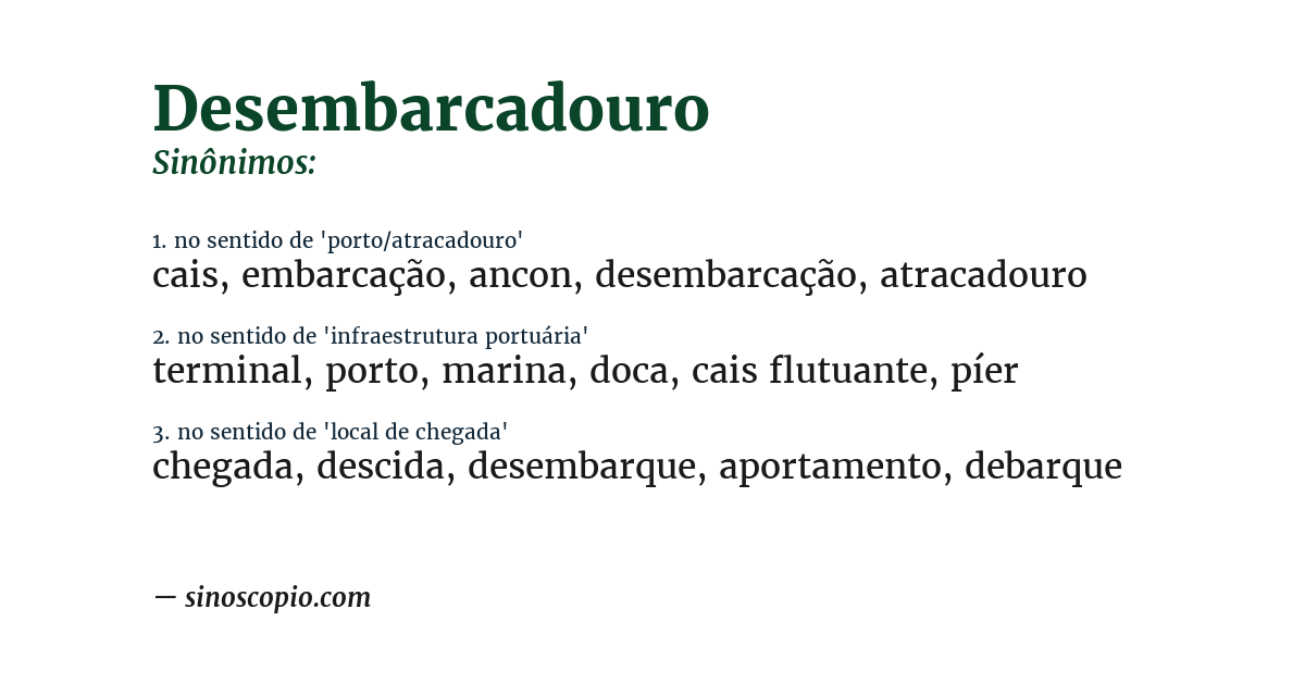 Sinônimo de desembarcadouro