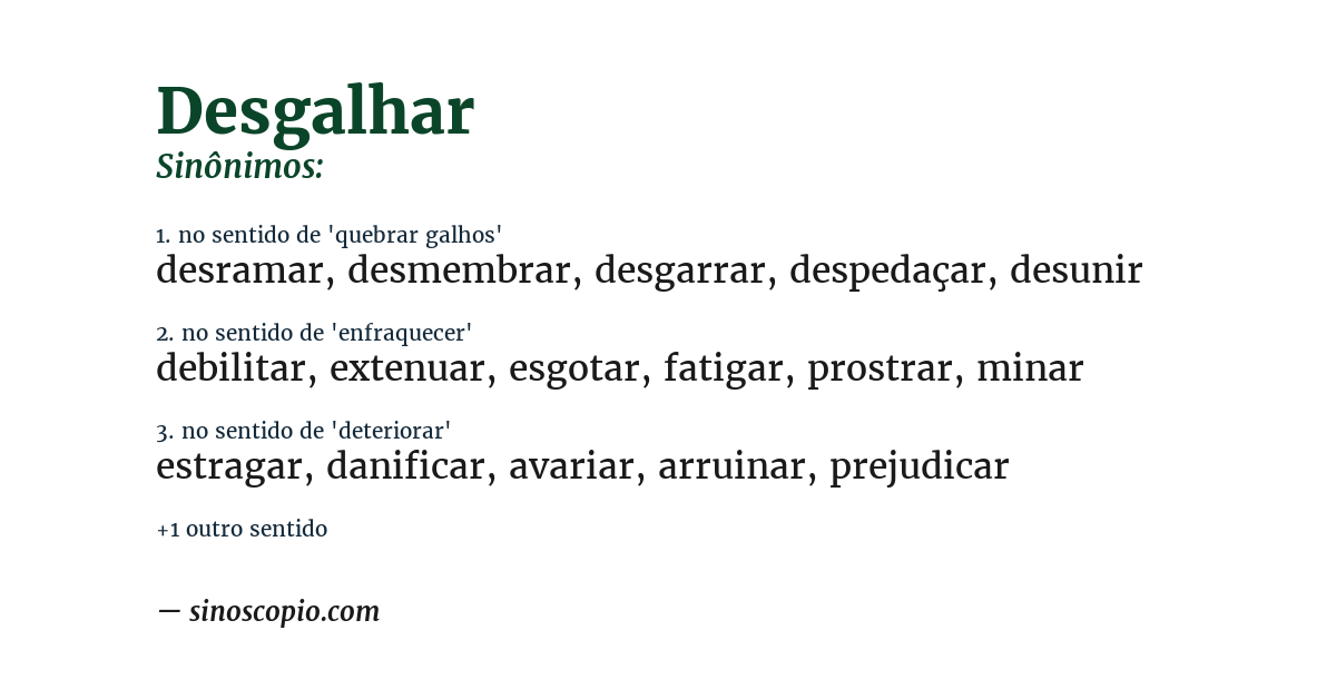 Sinônimo de desgalhar