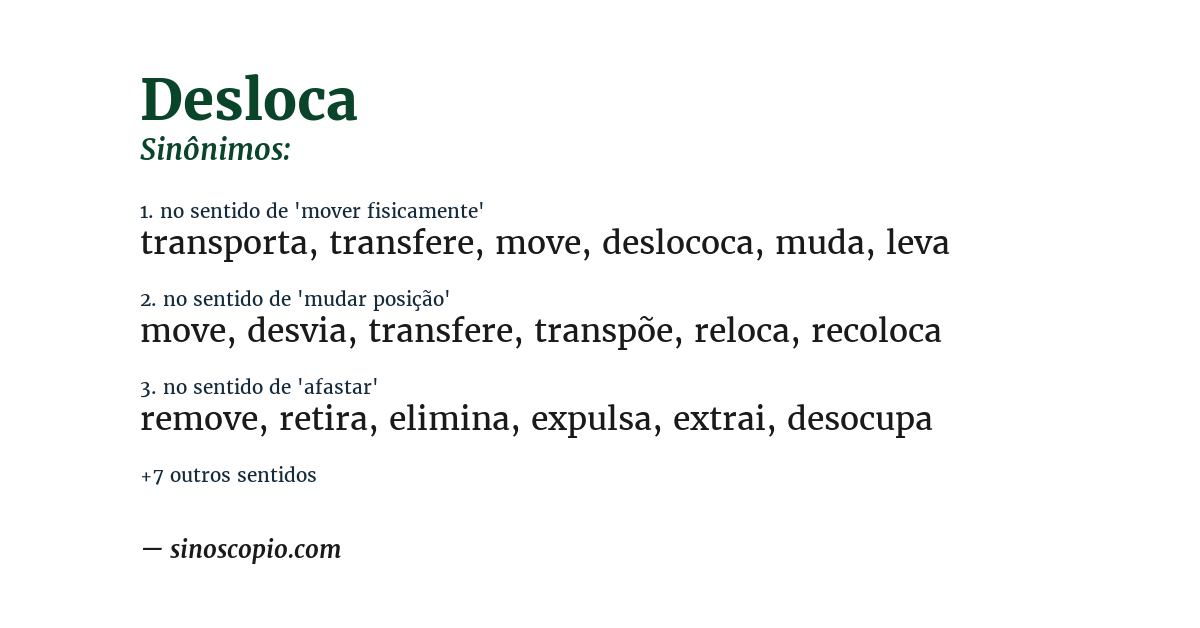 Sinônimo de desloca