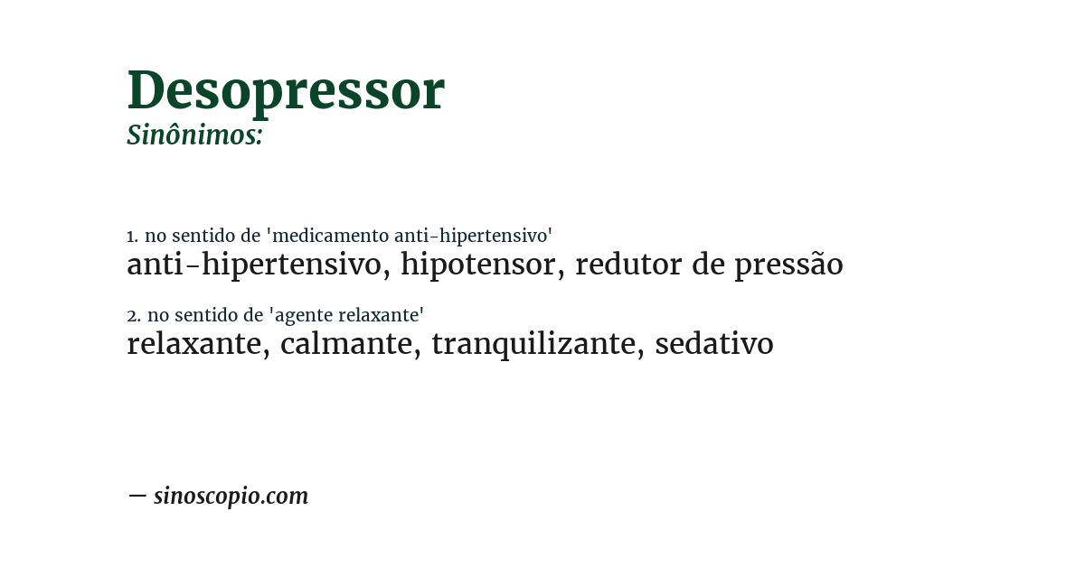 Sinônimo de desopressor