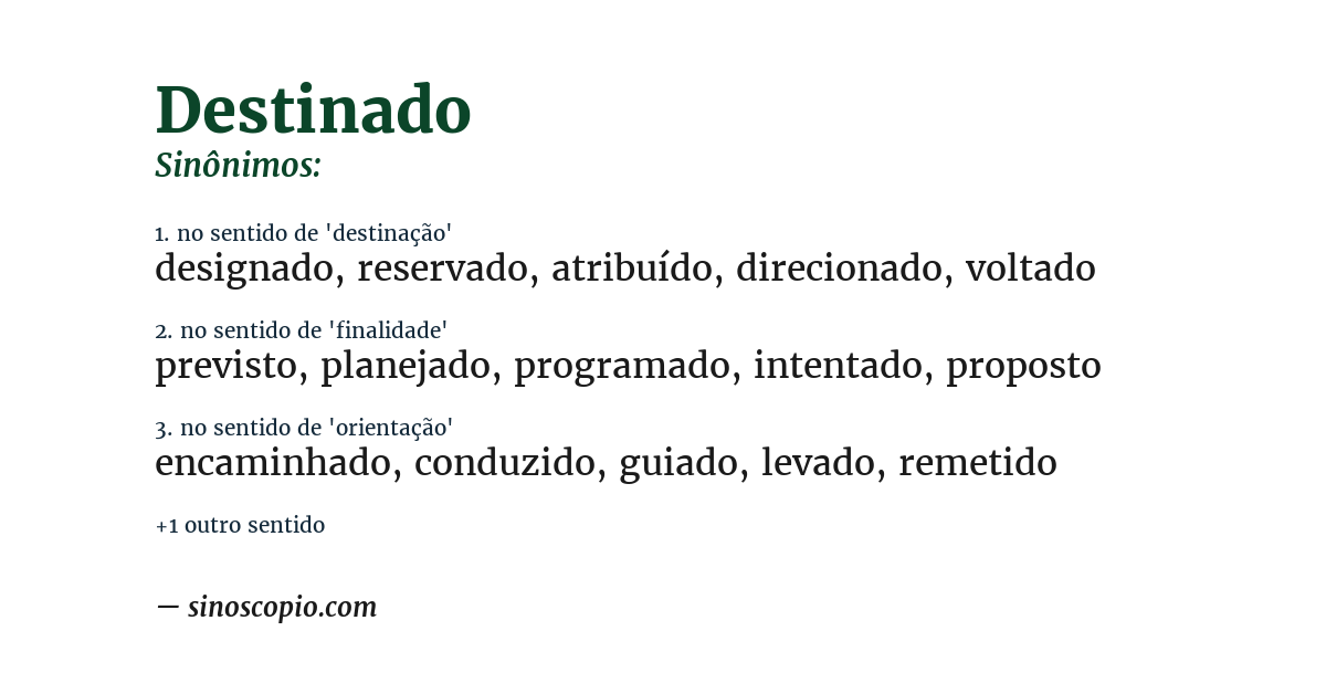 Sinônimo de destinado
