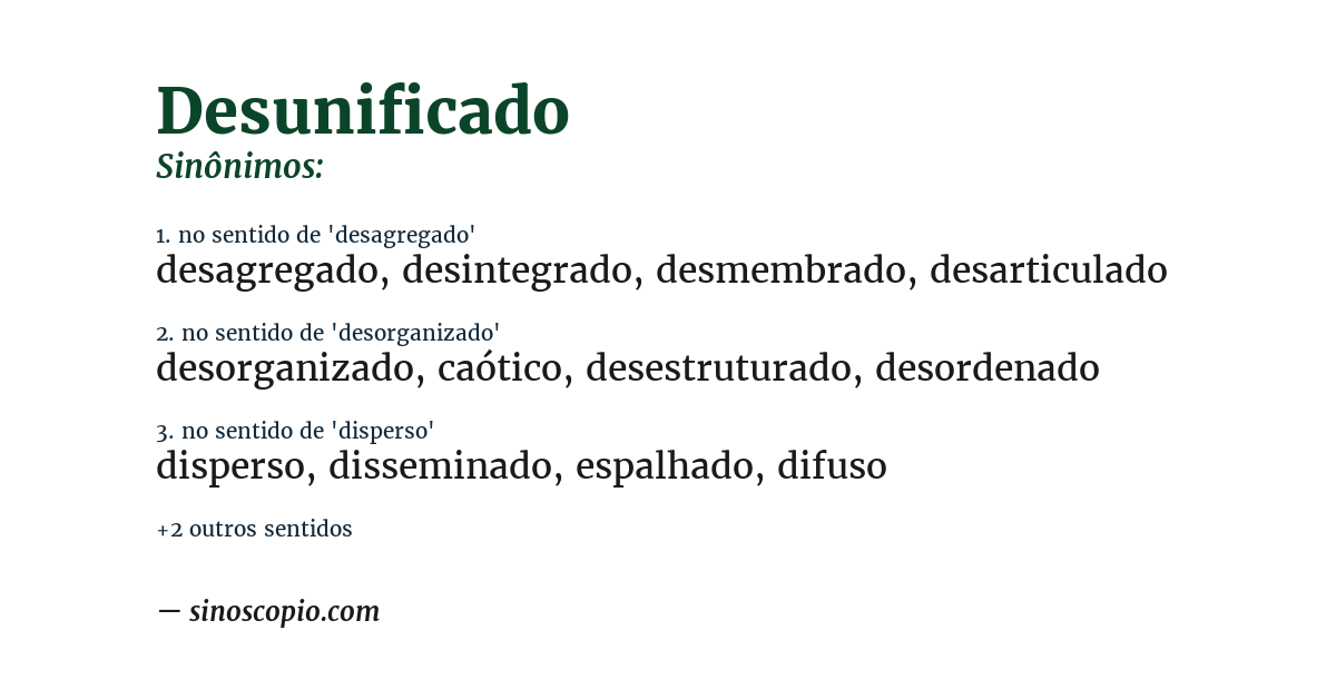 Sinônimo de desunificado