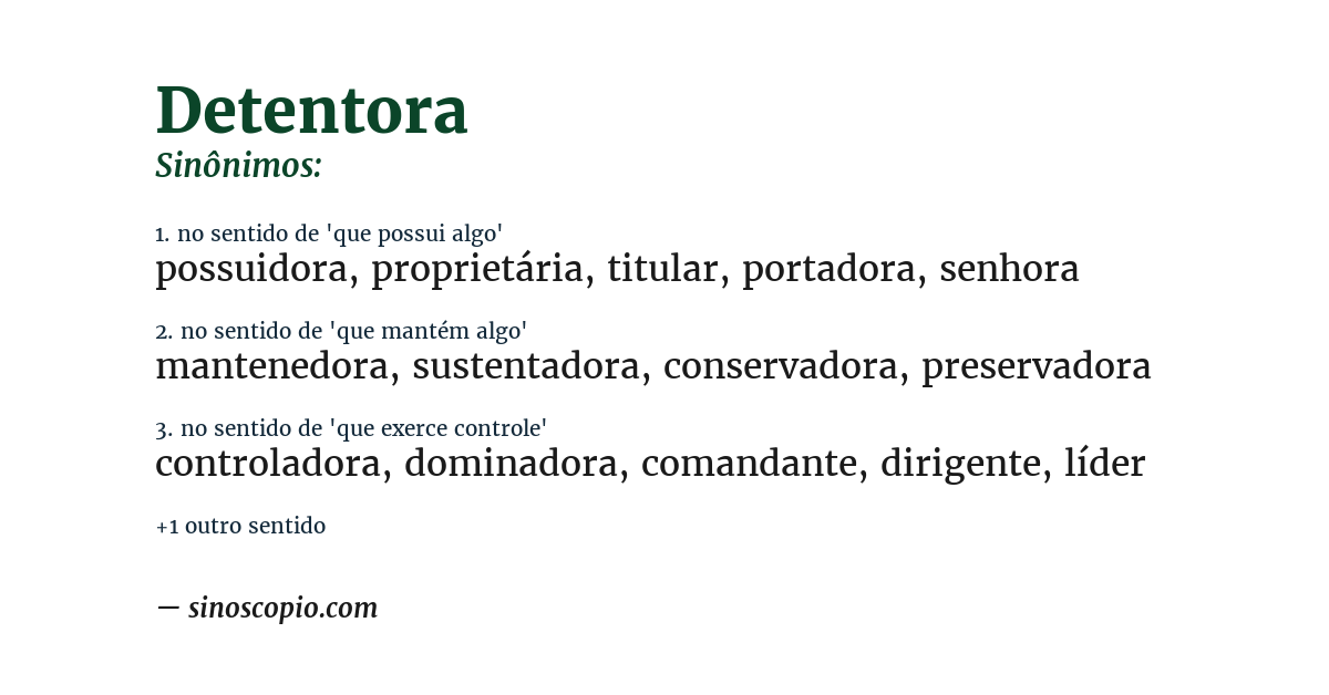 Sinônimo de detentora