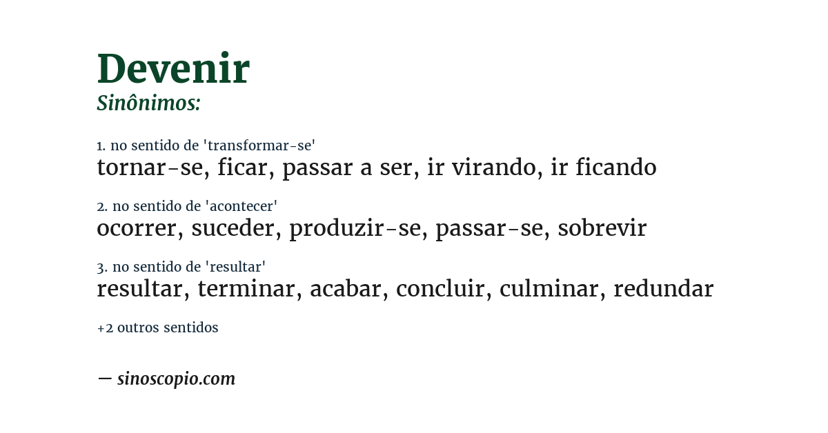 Sinônimo de devenir