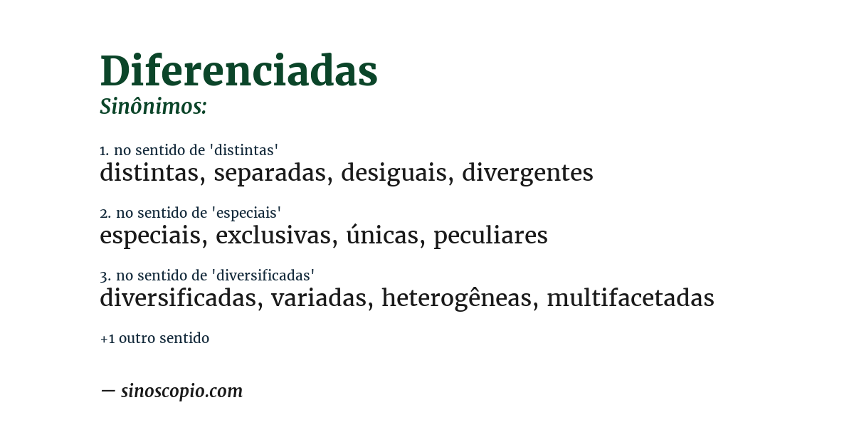 Sinônimo de diferenciadas