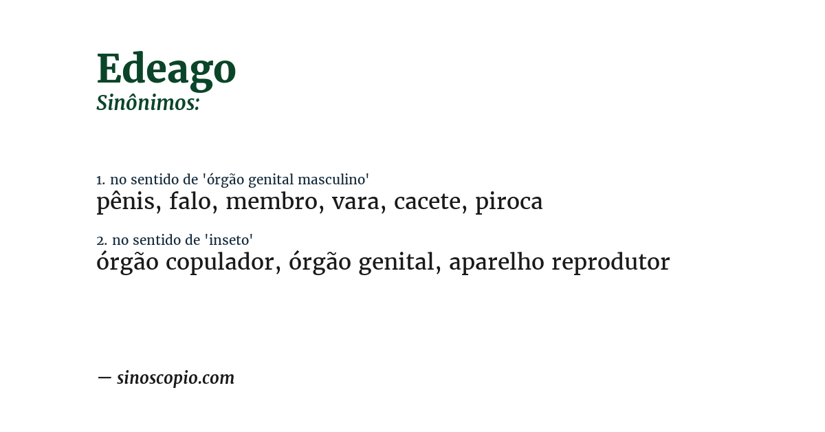 Sinônimo de edeago