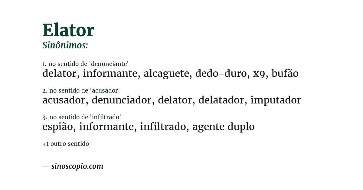 Sinônimo de elator
