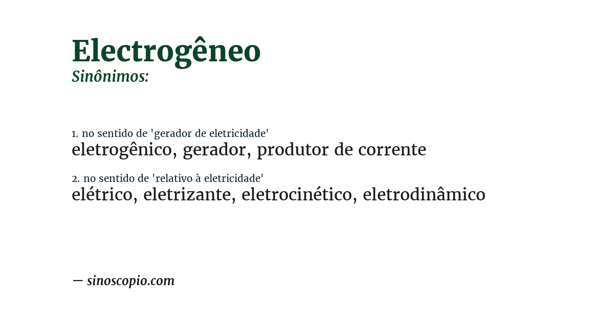 Sinônimo de electrogêneo