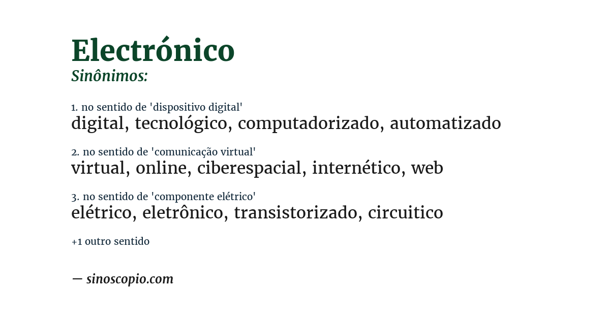 Sinônimo de electrónico