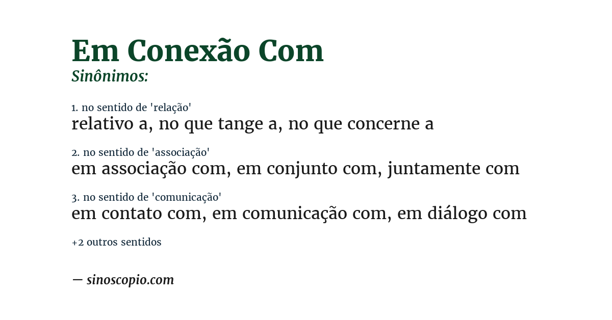 Sinônimo de em conexão com