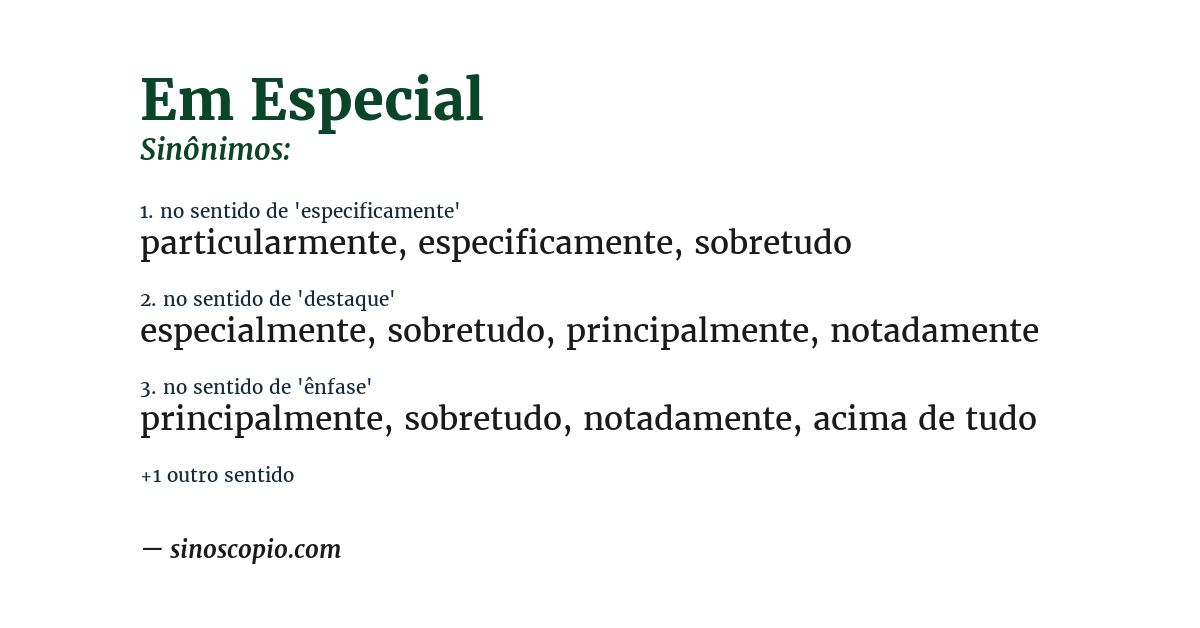 Sinônimo de em especial