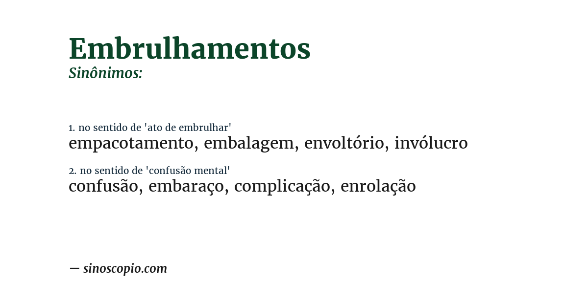 Sinônimo de embrulhamentos