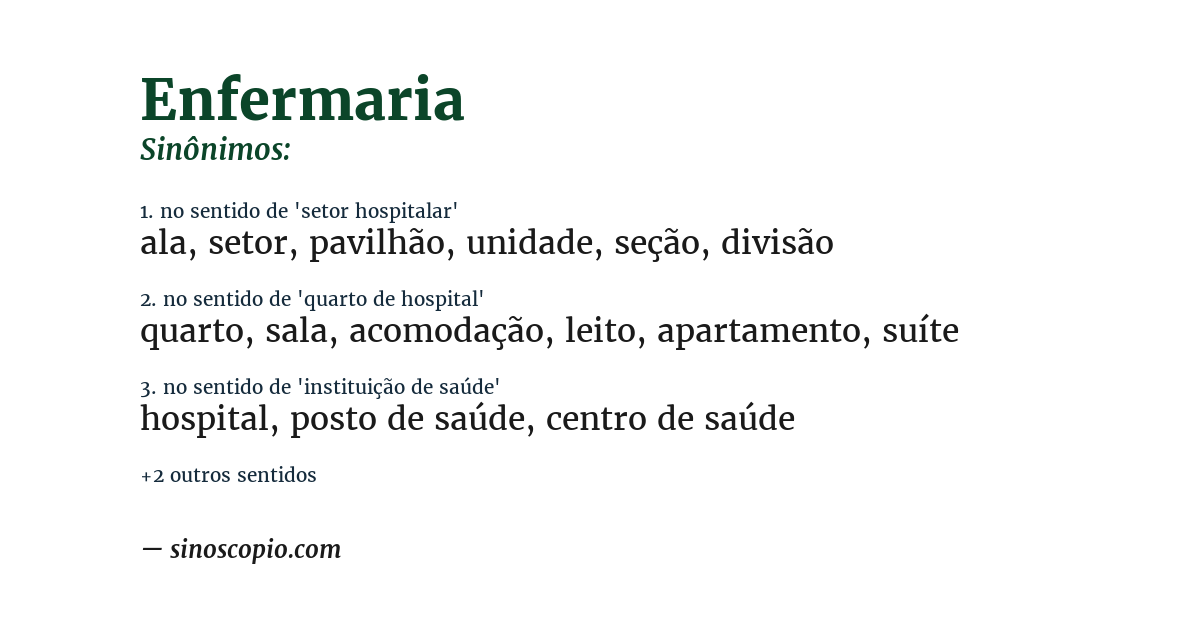 Sinônimo de enfermaria