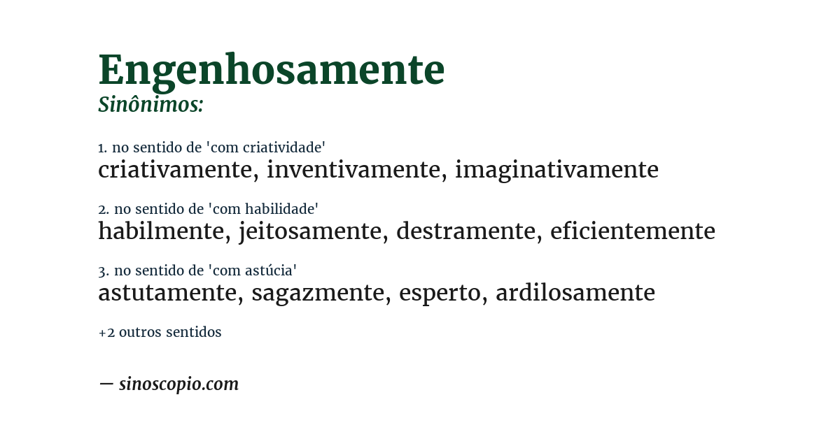 Sinônimo de engenhosamente