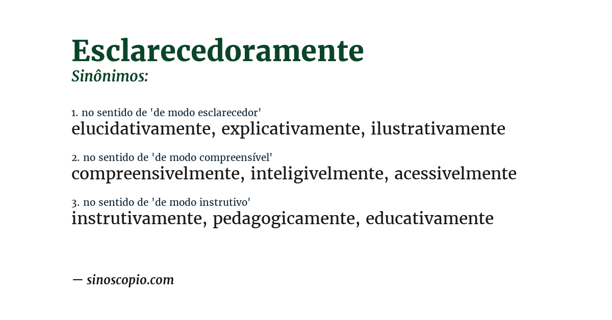 Sinônimo de esclarecedoramente