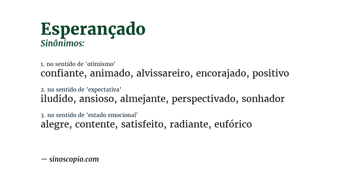Sinônimo de esperançado