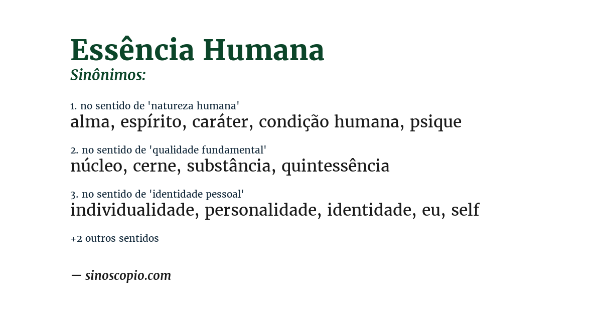 Sinônimo de essência humana