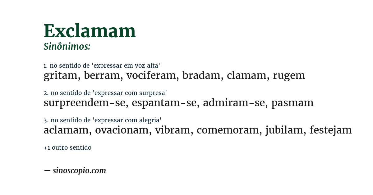 Sinônimo de exclamam