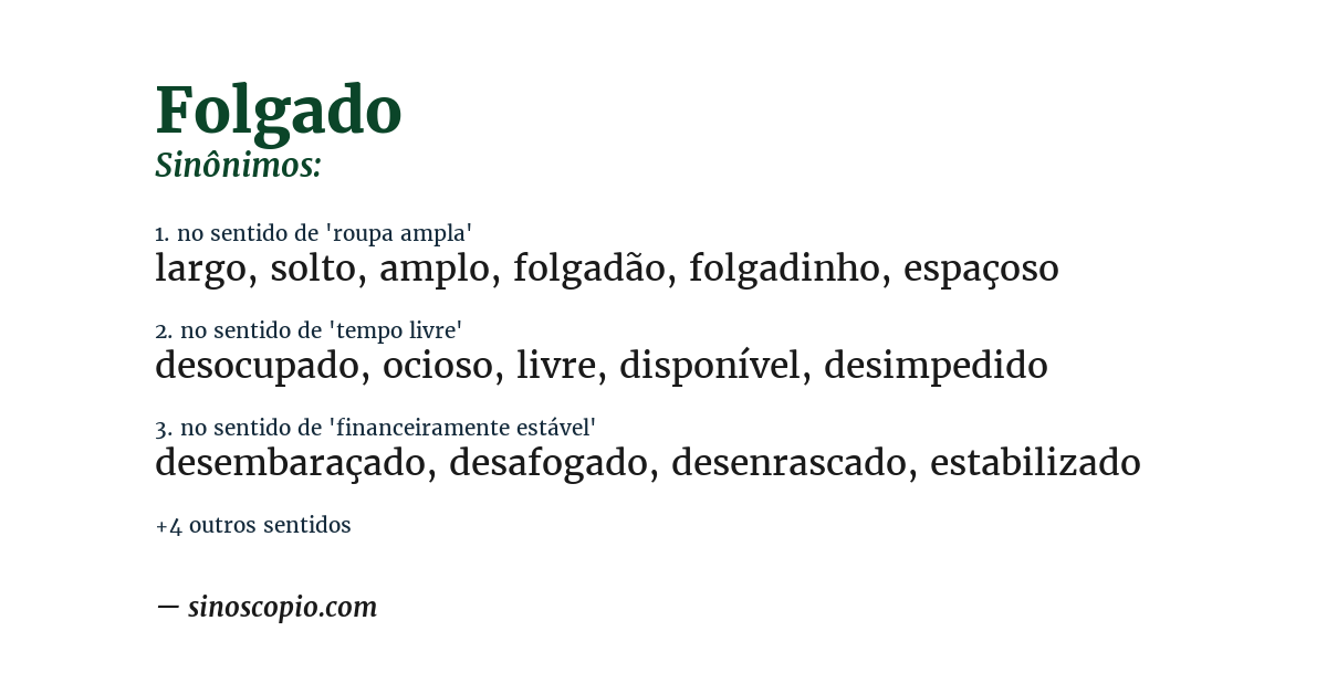 Sinônimo de folgado