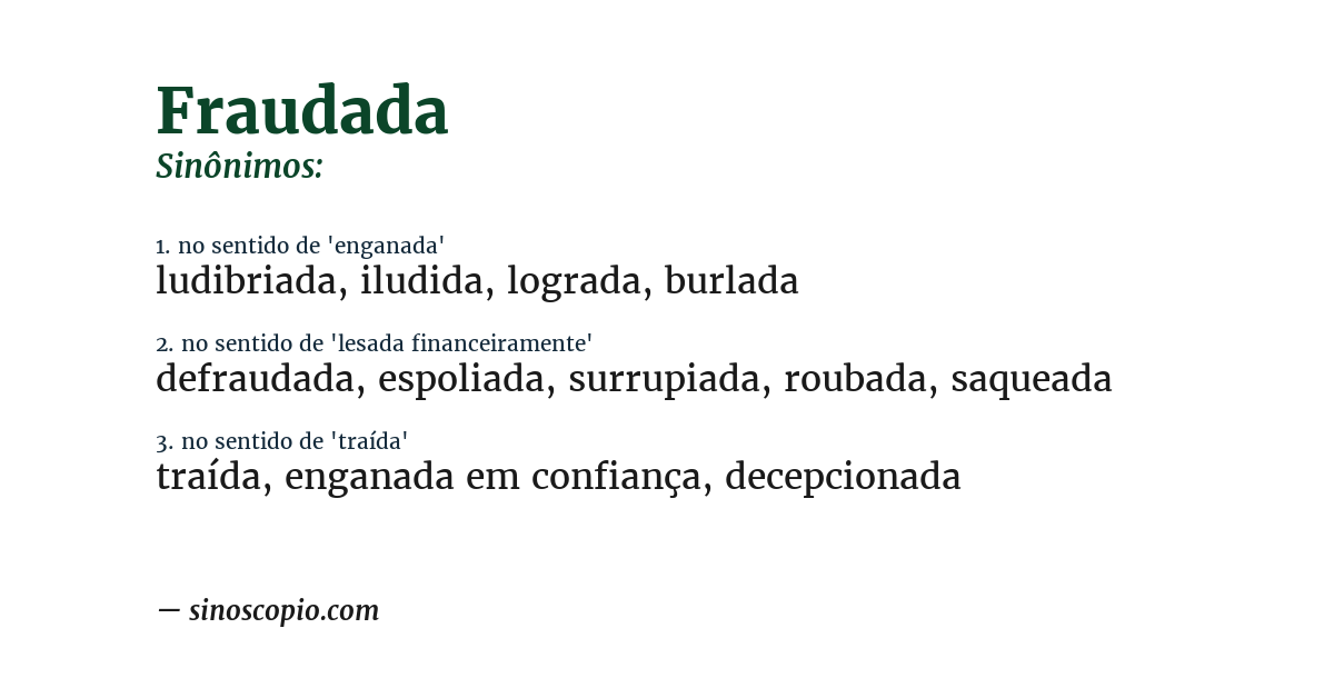 Sinônimo de fraudada
