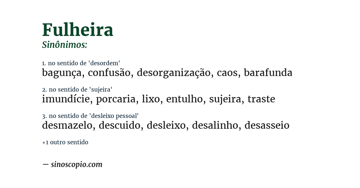 Sinônimo de fulheira