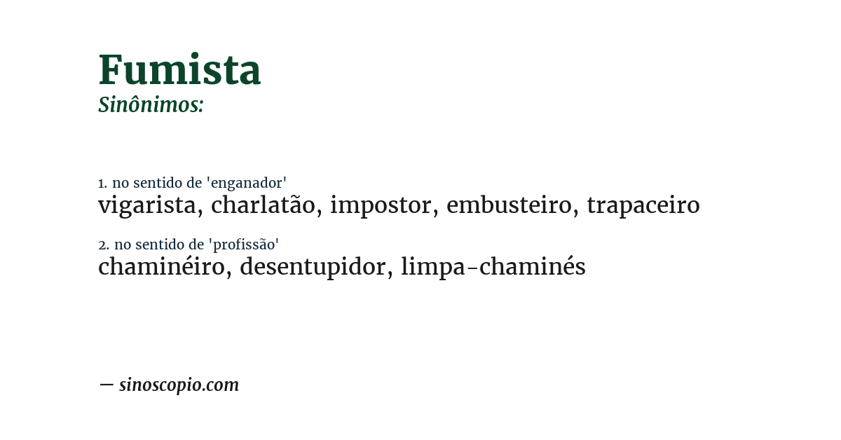 Sinônimo de fumista