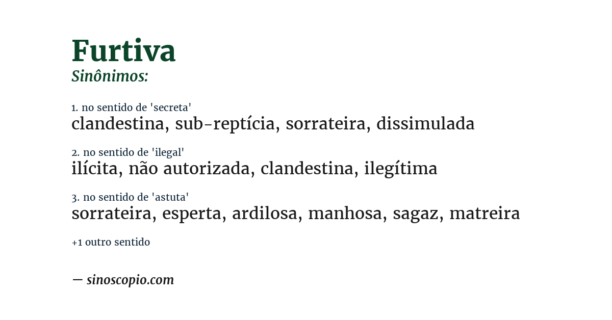 Sinônimo de furtiva