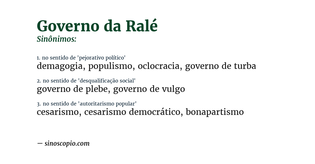 Sinônimo de governo da ralé