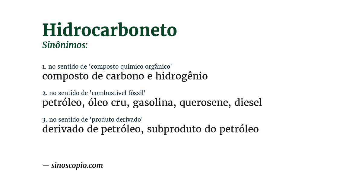 Sinônimo de hidrocarboneto