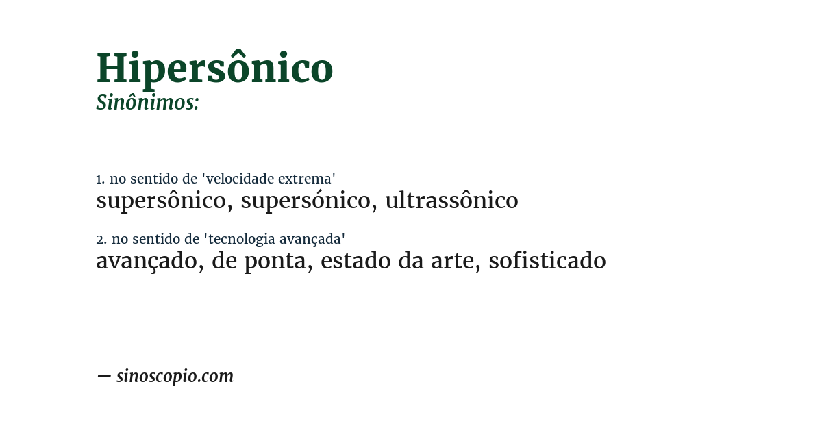 Sinônimo de hipersônico