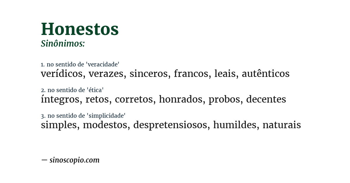 Sinônimo de honestos