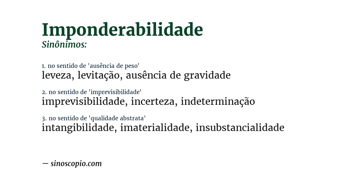 Sinônimo de imponderabilidade
