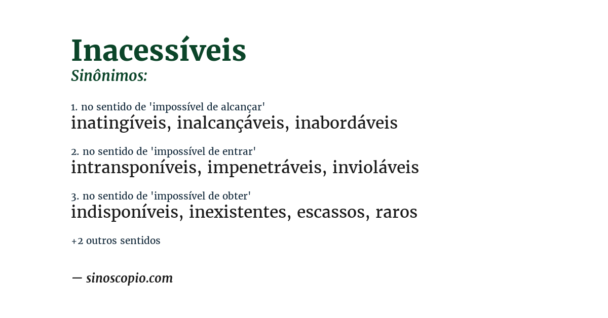 Sinônimo de inacessíveis