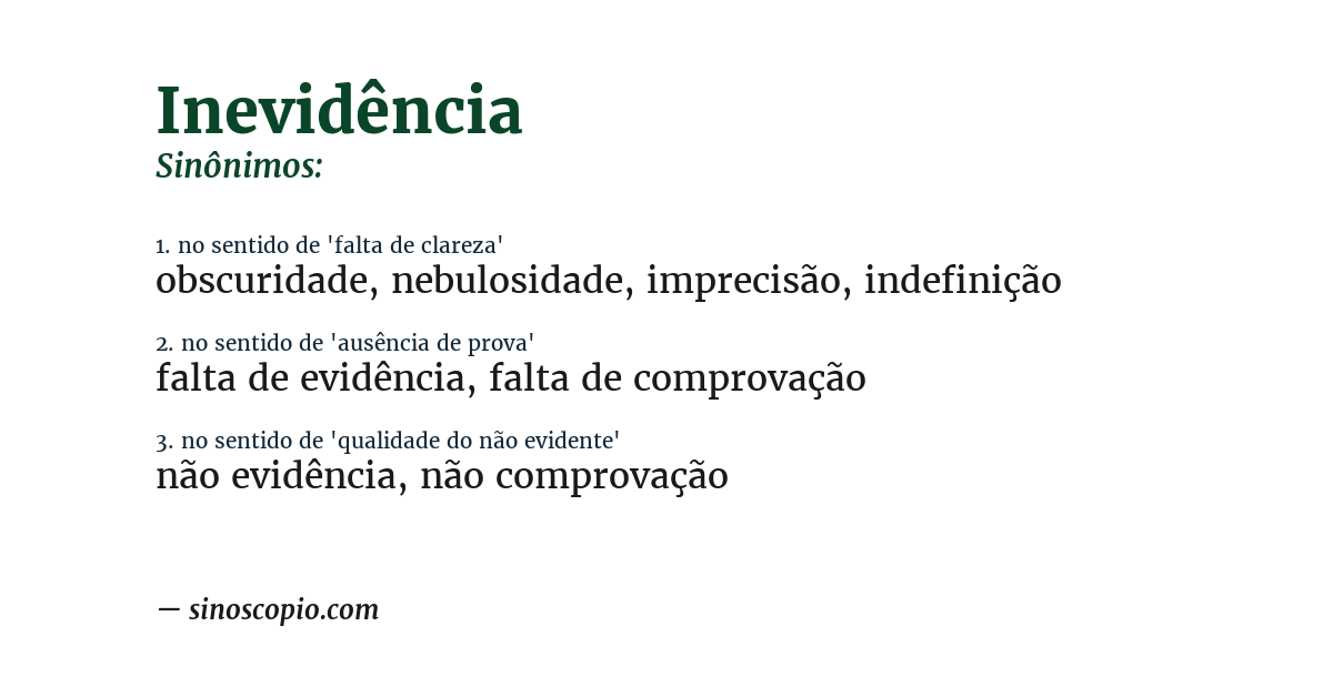 Sinônimo de inevidência