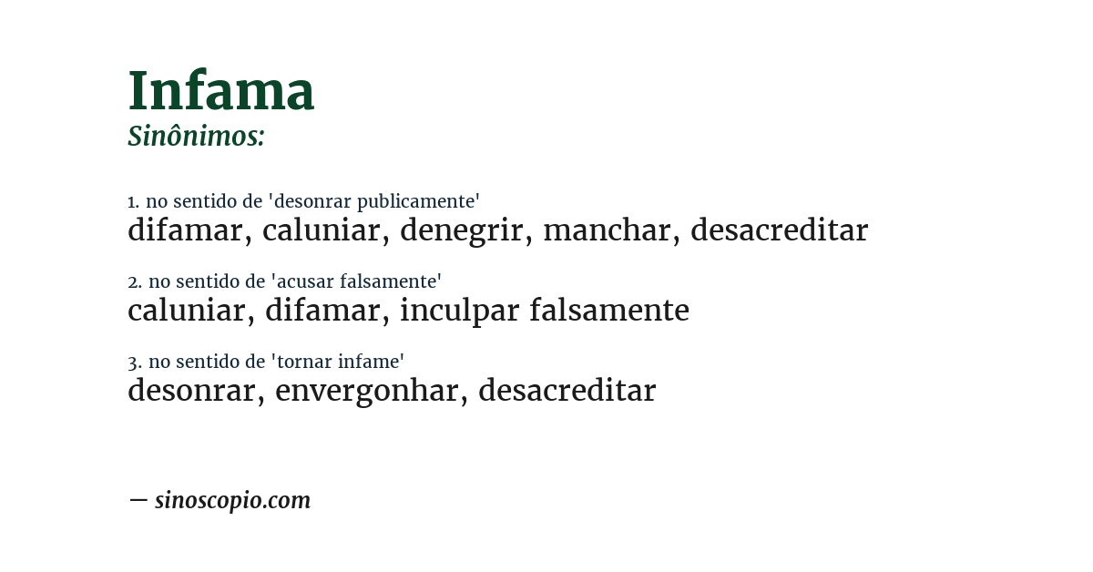 Sinônimo de infama