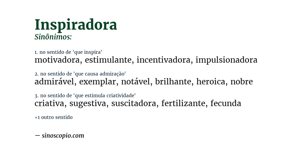 Sinônimo de inspiradora