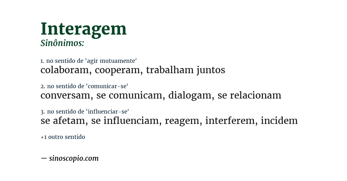 Sinônimo de interagem