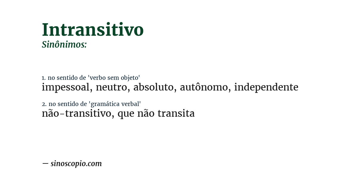 Sinônimo de intransitivo