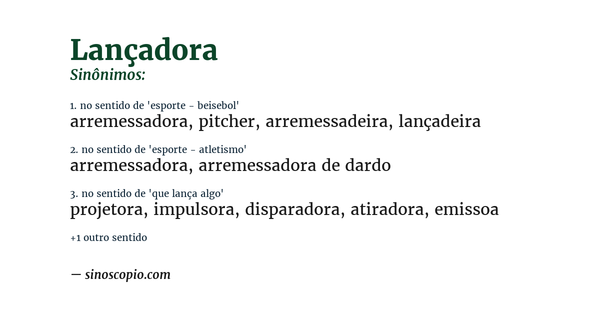 Sinônimo de lançadora